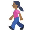 Woman Walking Emoji with Medium-Dark Skin Tone, Facebook style