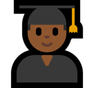 Man Student Emoji with Medium-Dark Skin Tone, Microsoft style
