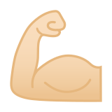 Flexed Biceps Emoji with Light Skin Tone, Google style