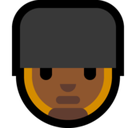Man Guard Emoji with Medium-Dark Skin Tone, Microsoft style