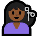 Woman Getting Haircut Emoji with Medium-Dark Skin Tone, Microsoft style