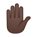 Raised Hand Emoji with Dark Skin Tone, Google style
