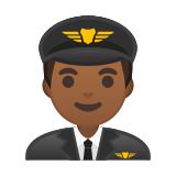 Man Pilot Emoji with Medium-Dark Skin Tone, Google style