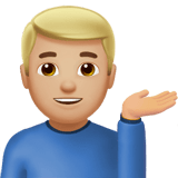 Man Tipping Hand Emoji with Medium-Light Skin Tone, Apple style