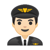 Man Pilot Emoji with Light Skin Tone, Google style