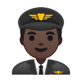 Man Pilot Emoji with Dark Skin Tone, Google style