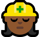Woman Construction Worker Emoji with Medium-Dark Skin Tone, Microsoft style