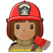 Woman Firefighter Emoji with Medium Skin Tone, Samsung style