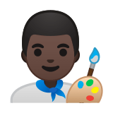 Man Artist Emoji with Dark Skin Tone, Google style