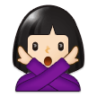 Woman Gesturing No Emoji with Light Skin Tone, Samsung style