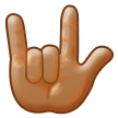 Love-You Gesture Emoji with Medium Skin Tone, Samsung style