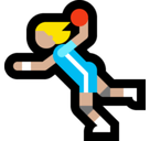 Woman Playing Handball Emoji with Medium-Light Skin Tone, Microsoft style