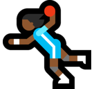 Woman Playing Handball Emoji with Medium-Dark Skin Tone, Microsoft style