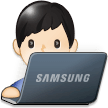 Man Technologist Emoji with Light Skin Tone, Samsung style
