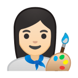 Woman Artist Emoji with Light Skin Tone, Google style