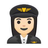 Woman Pilot Emoji with Light Skin Tone, Google style
