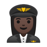 Woman Pilot Emoji with Dark Skin Tone, Google style