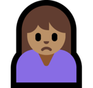 Woman Frowning Emoji with Medium Skin Tone, Microsoft style