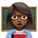 Woman Teacher Emoji with Medium-Dark Skin Tone, Apple style