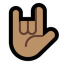 Love-You Gesture Emoji with Medium Skin Tone, Microsoft style