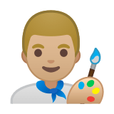 Man Artist Emoji with Medium-Light Skin Tone, Google style