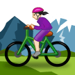 Woman Mountain Biking Emoji with Light Skin Tone, Samsung style