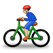 Man Biking Emoji with Medium-Light Skin Tone, Samsung style