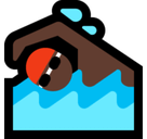 Person Swimming Emoji with Dark Skin Tone, Microsoft style