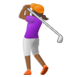 Woman Golfing Emoji with Medium-Dark Skin Tone, Samsung style