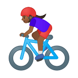 Woman Biking Emoji with Medium-Dark Skin Tone, Google style