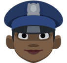 Woman Police Officer Emoji with Dark Skin Tone, Facebook style