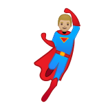 Man Superhero Emoji with Medium-Light Skin Tone, Google style