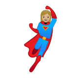 Woman Superhero Emoji with Medium-Light Skin Tone, Google style