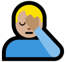 Man Facepalming Emoji with Medium-Light Skin Tone, Microsoft style