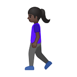 Woman Walking Emoji with Dark Skin Tone, Google style