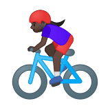 Woman Biking Emoji with Dark Skin Tone, Google style