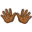 Open Hands Emoji with Medium-Dark Skin Tone, Samsung style