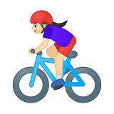 Woman Biking Emoji with Light Skin Tone, Google style