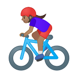 Woman Biking Emoji with Medium Skin Tone, Google style