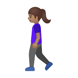 Woman Walking Emoji with Medium Skin Tone, Google style