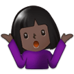 Woman Shrugging Emoji with Dark Skin Tone, Samsung style