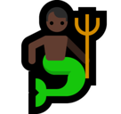 Merman Emoji with Dark Skin Tone, Microsoft style