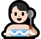 Man in Steamy Room Emoji with Light Skin Tone, Microsoft style