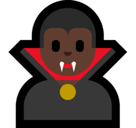 Man Vampire Emoji with Dark Skin Tone, Microsoft style