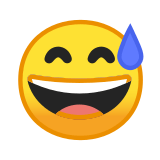 Grinning Face with Sweat Emoji, Google style