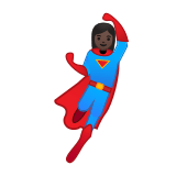 Woman Superhero Emoji with Dark Skin Tone, Google style