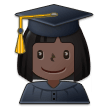 Woman Student Emoji with Dark Skin Tone, Samsung style