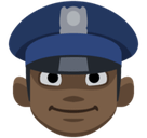 Man Police Officer Emoji with Dark Skin Tone, Facebook style