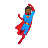 Woman Superhero Emoji with Medium-Dark Skin Tone, Google style
