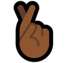 Crossed Fingers Emoji with Medium-Dark Skin Tone, Microsoft style